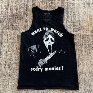 Scream Ghost Face Scary Movie Black Sleeveless Tank Top Shirt Mens sz Small